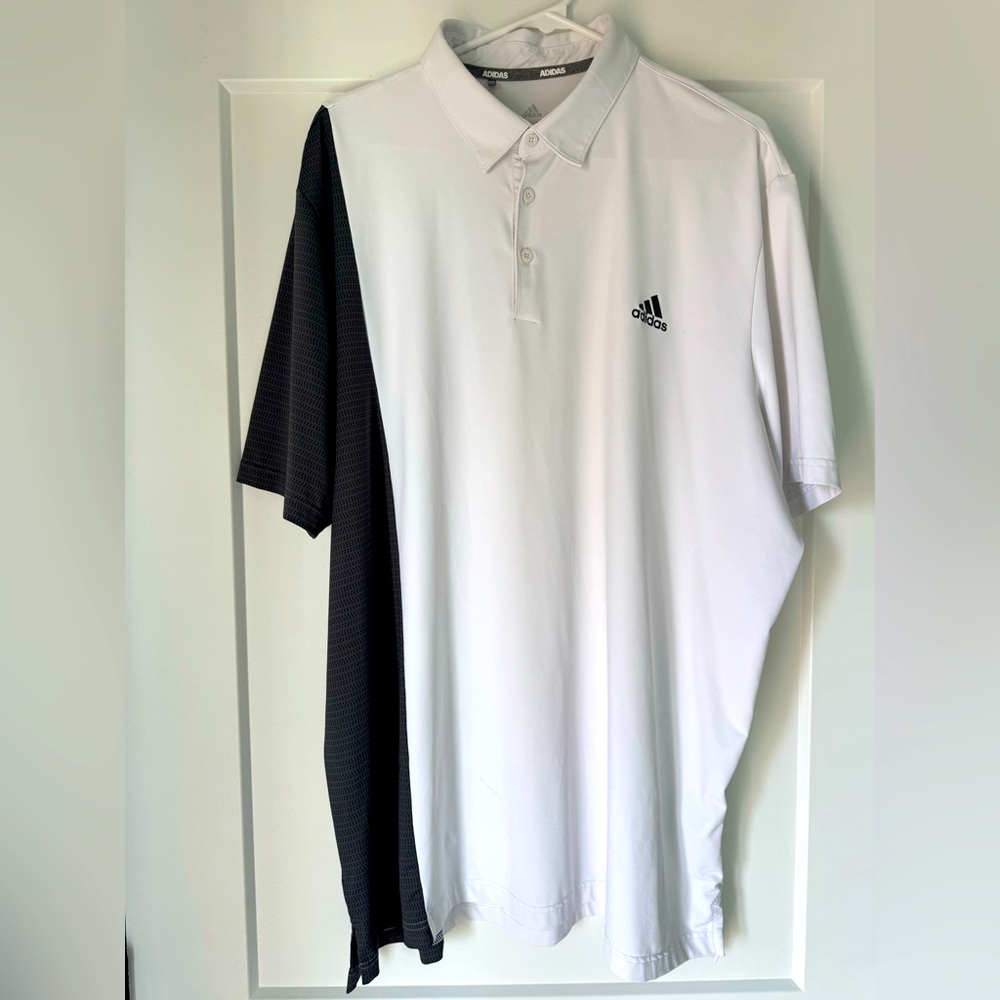 Adidas Men's Black and White Polo Shirt